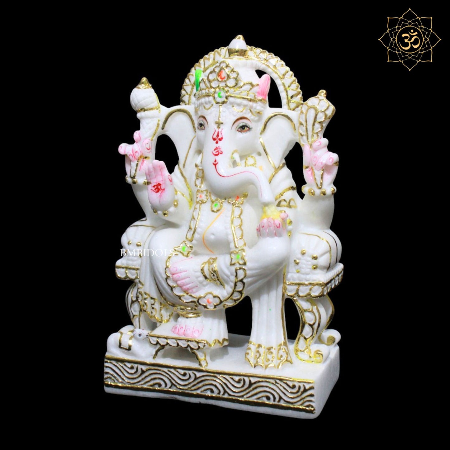 12inches Ganesh Marble Murti for Homes and Temples in Makrana Marble