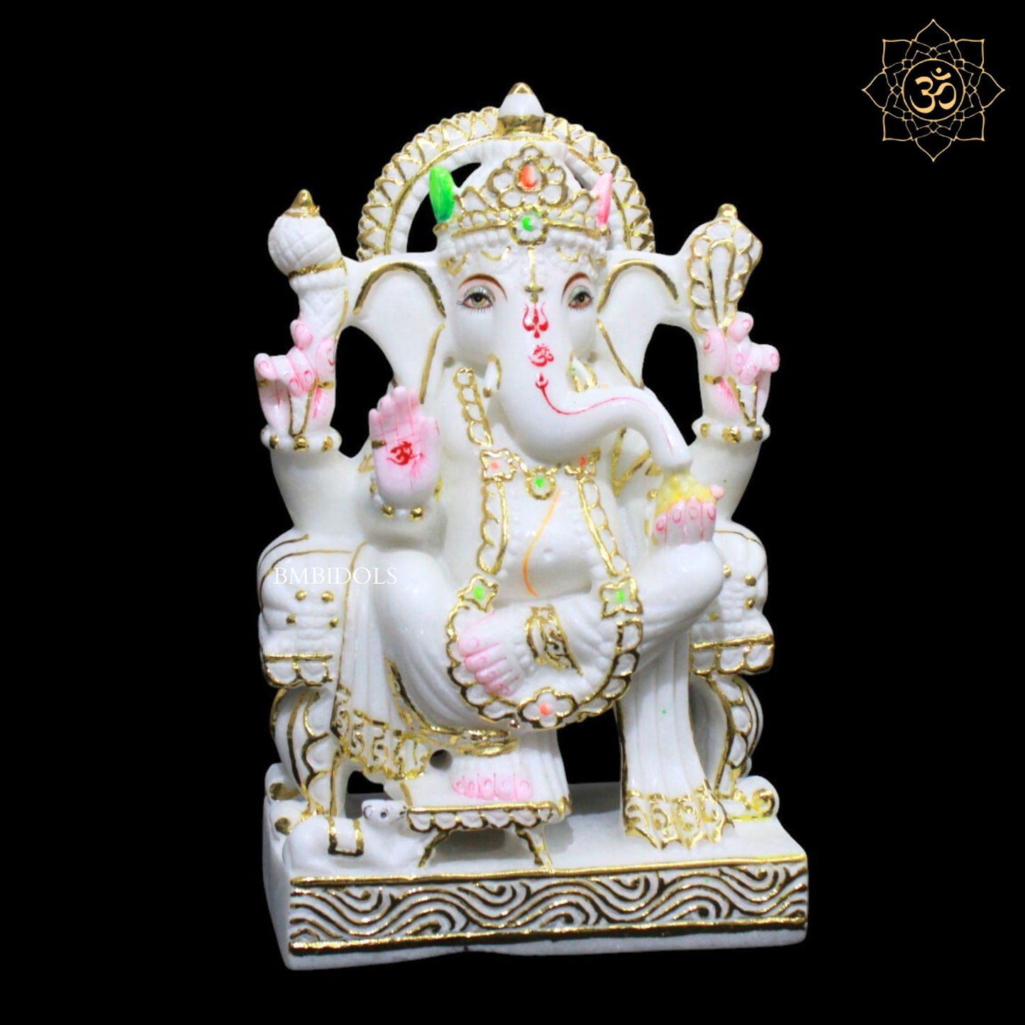 12inches Ganesh Marble Murti for Homes and Temples in Makrana Marble