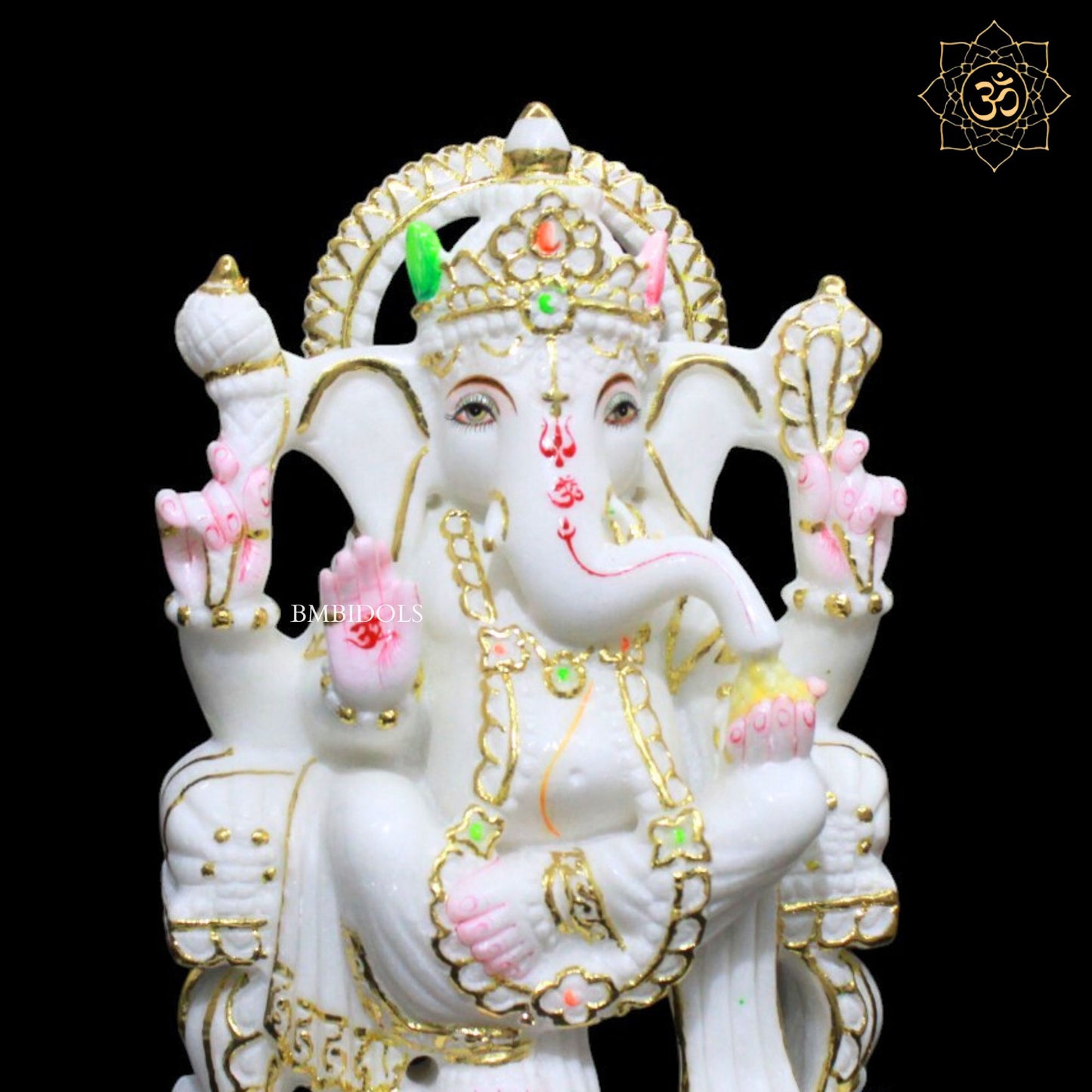 12inches Ganesh Marble Murti for Homes and Temples in Makrana Marble