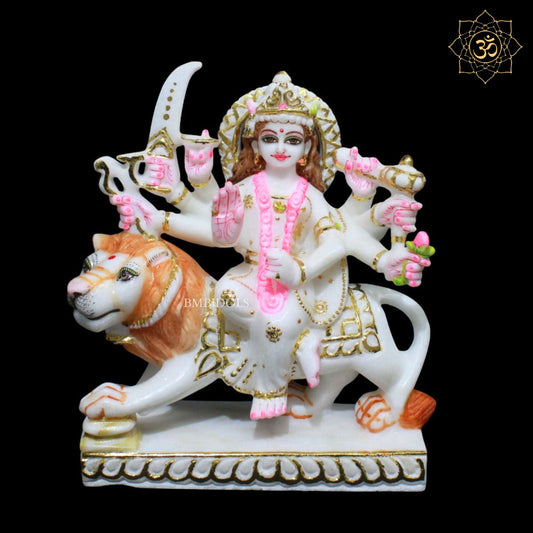 9inch Marble Durga Murti for Homes and Temples in Makrana Marble