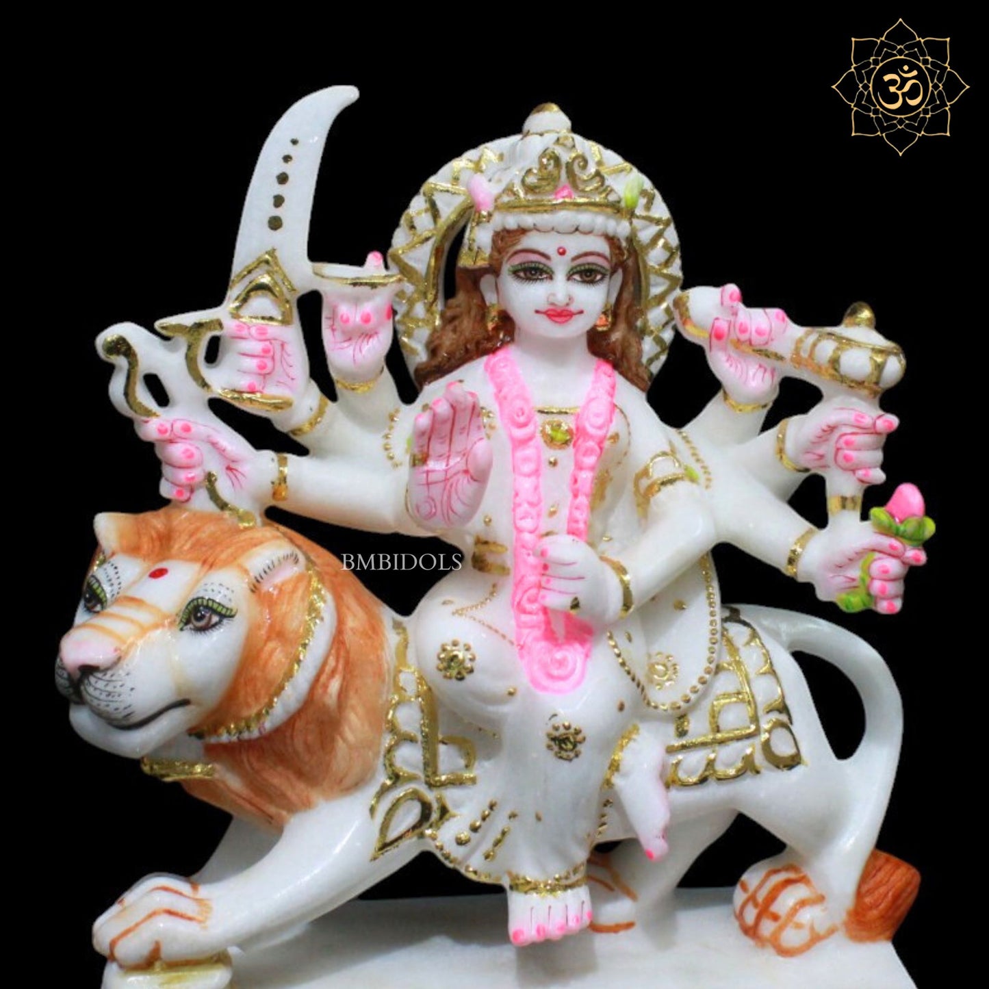 9inch Marble Durga Murti for Homes and Temples in Makrana Marble