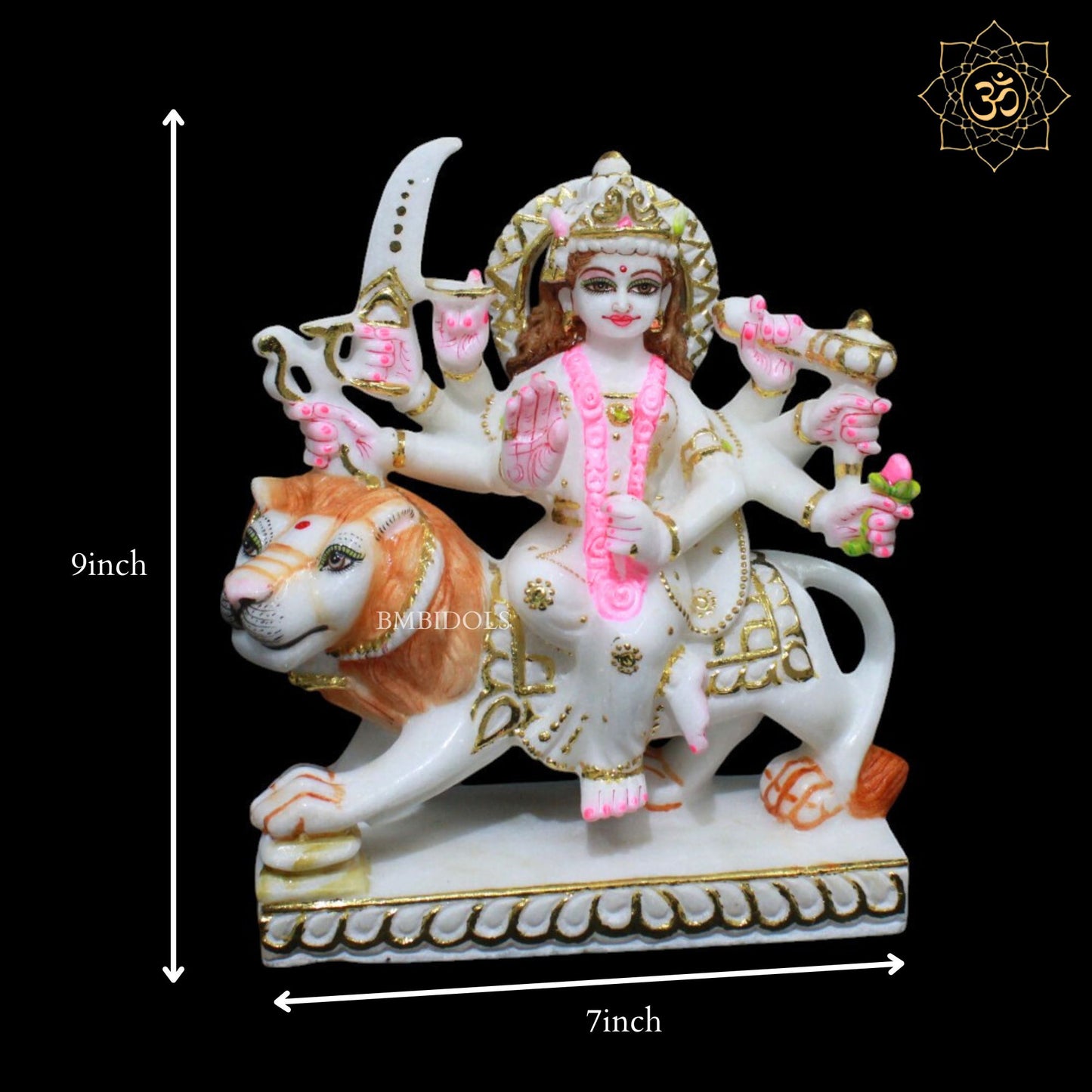 9inch Marble Durga Murti for Homes and Temples in Makrana Marble