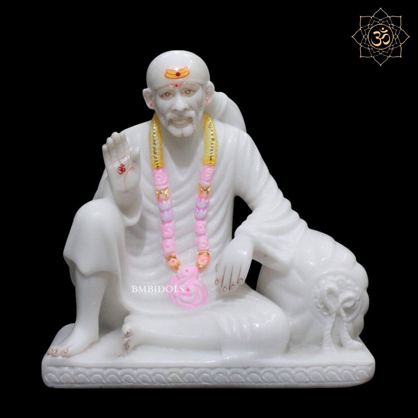 Marble Dwarka Mai Sai Baba Statue in 12inches for Homes and Temples