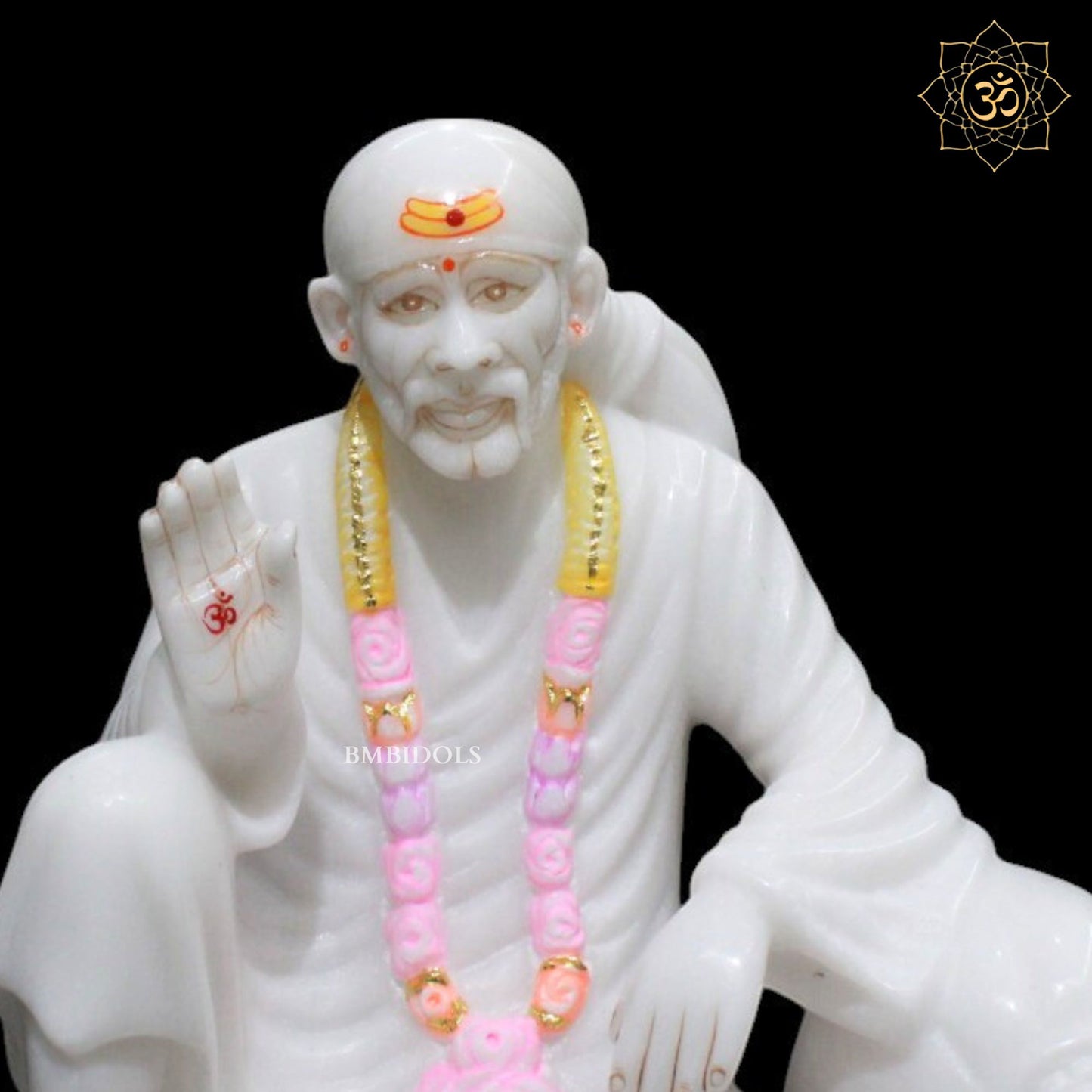 Marble Dwarka Mai Sai Baba Statue in 12inches for Homes and Temples