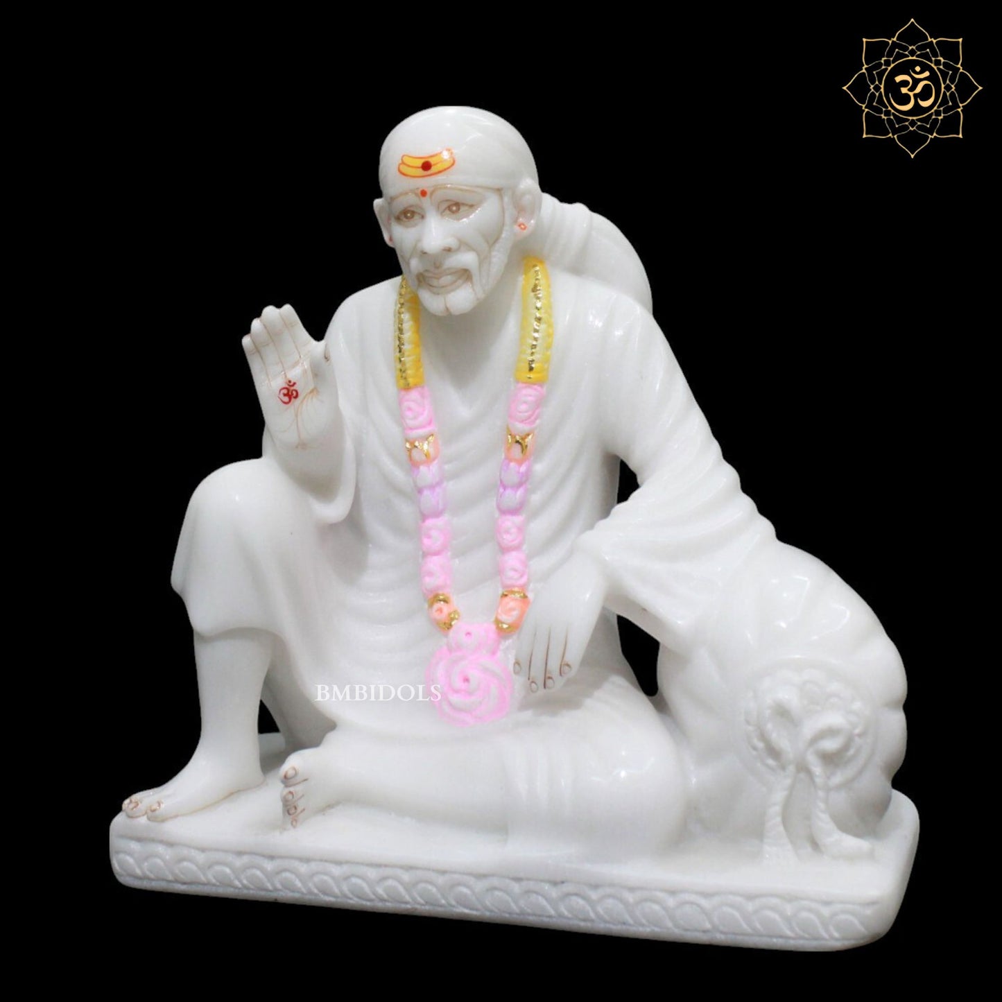 Marble Dwarka Mai Sai Baba Statue in 12inches for Homes and Temples