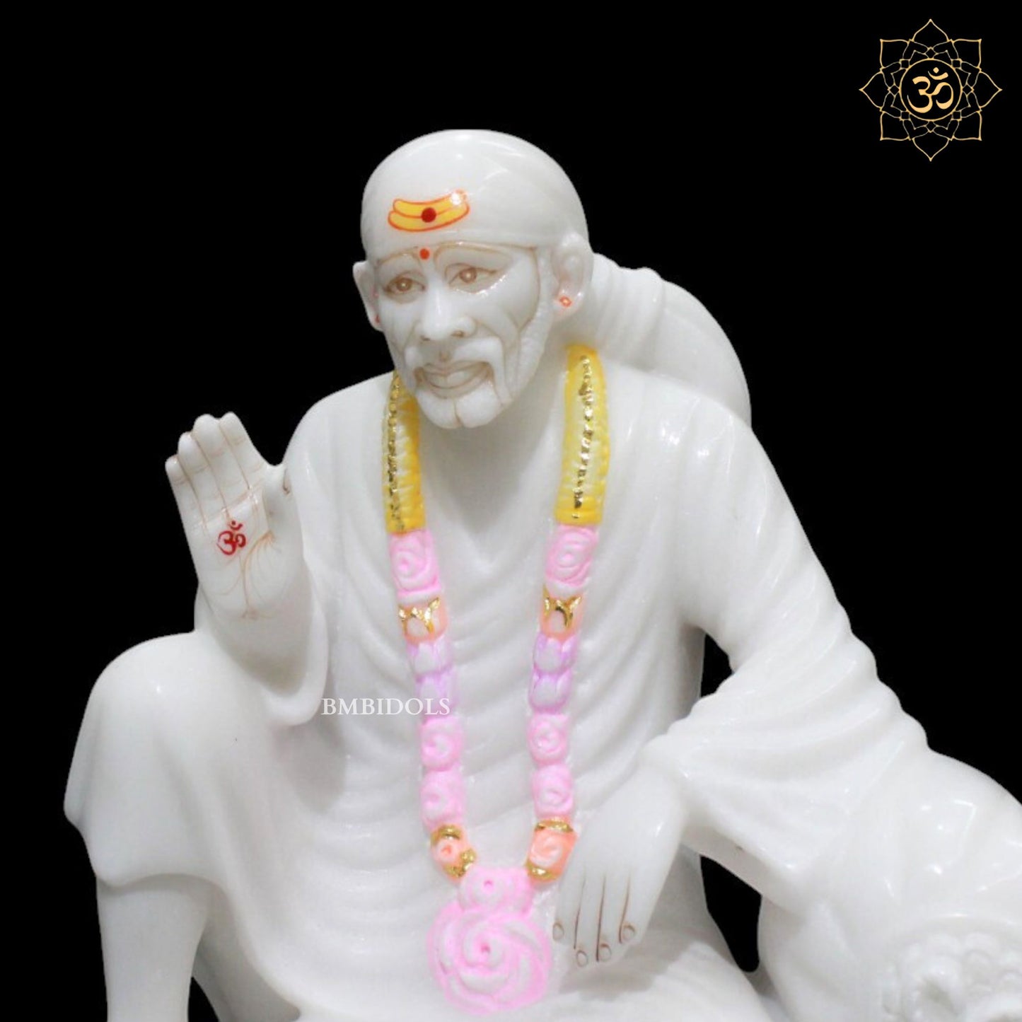 Marble Dwarka Mai Sai Baba Statue in 12inches for Homes and Temples