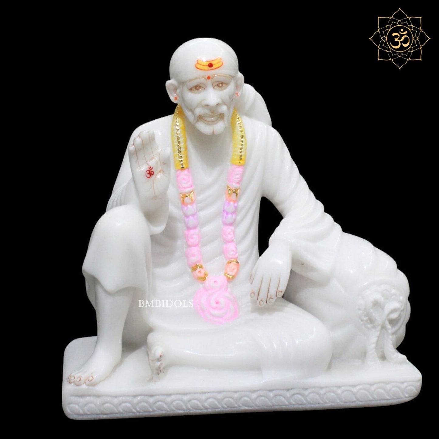 Marble Dwarka Mai Sai Baba Statue in 12inches for Homes and Temples