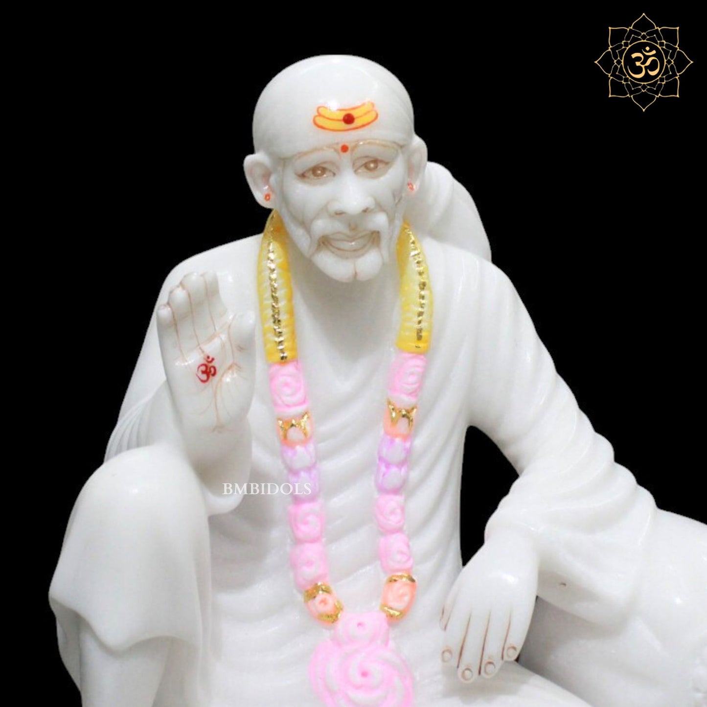 Marble Dwarka Mai Sai Baba Statue in 12inches for Homes and Temples