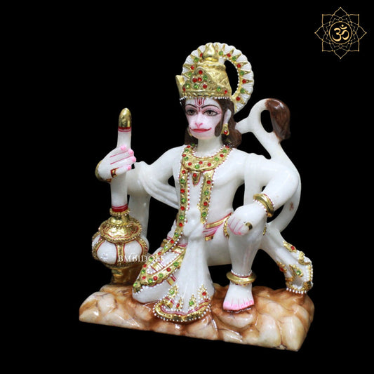 Hanuman Marble Murti for Homes and Temples in 9inches in Makrana Marble