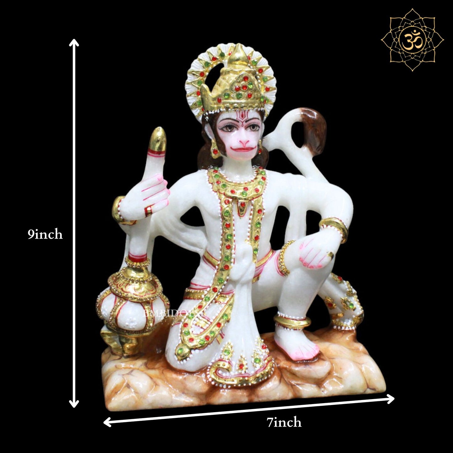 Hanuman Marble Murti for Homes and Temples in 9inches in Makrana Marble