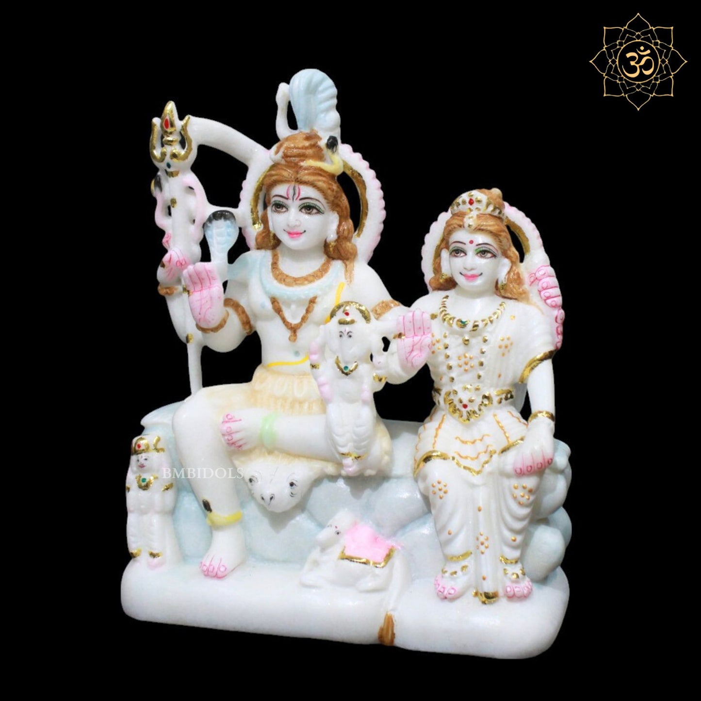 Shiv Parivar Marble Murti for Homes and Temples in 9inch