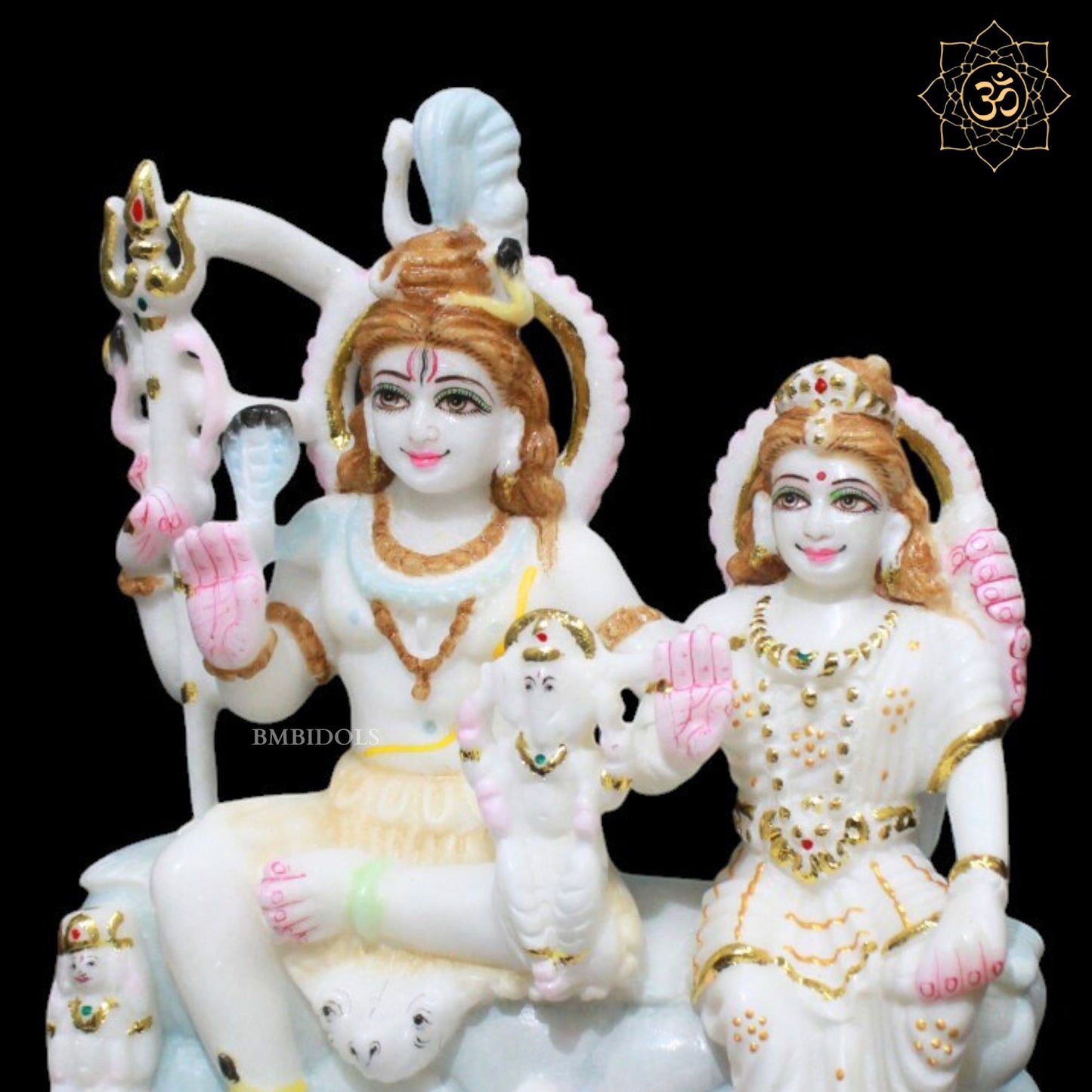 Shiv Parivar Marble Murti for Homes and Temples in 9inch