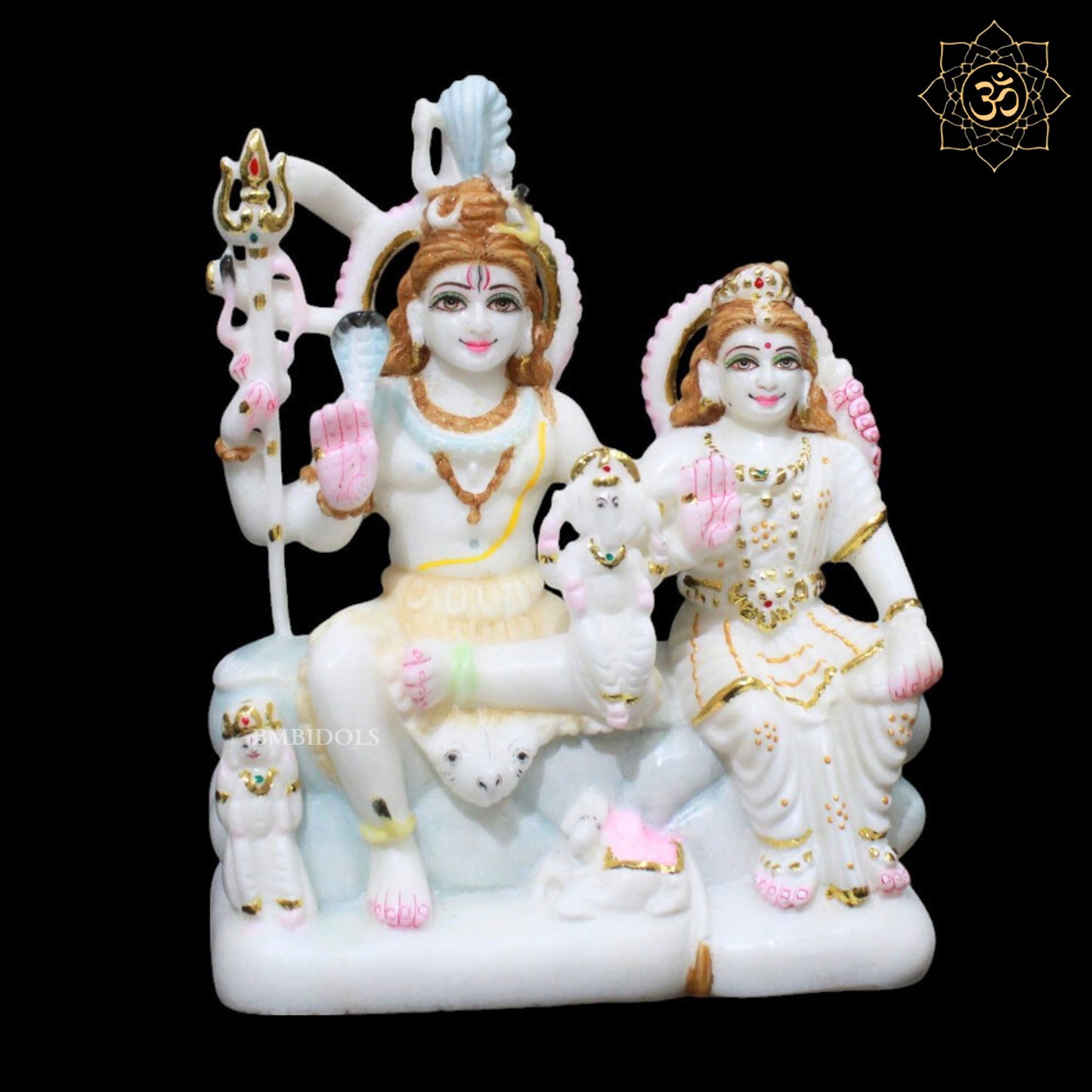 Shiv Parivar Marble Murti for Homes and Temples in 9inch