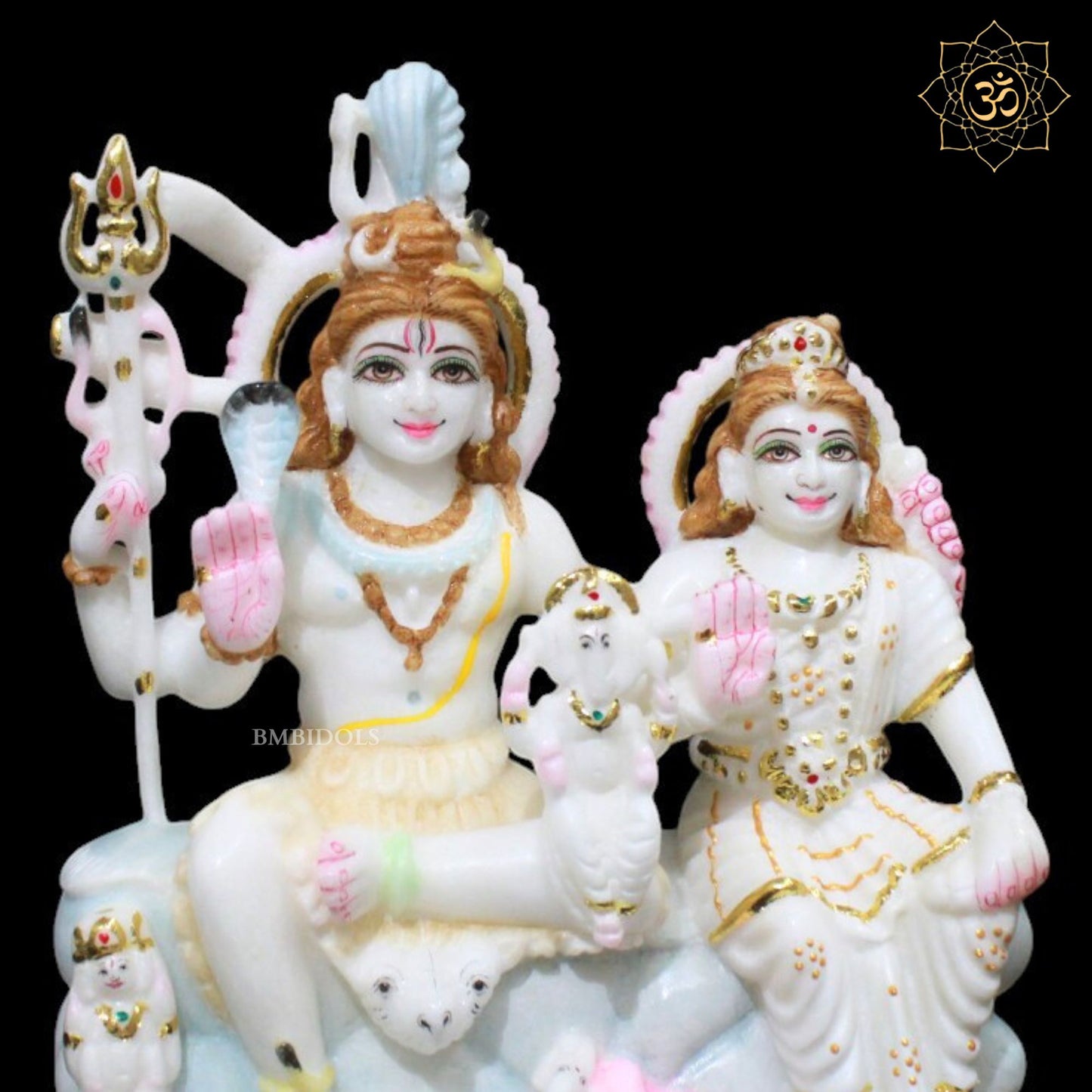 Shiv Parivar Marble Murti for Homes and Temples in 9inch