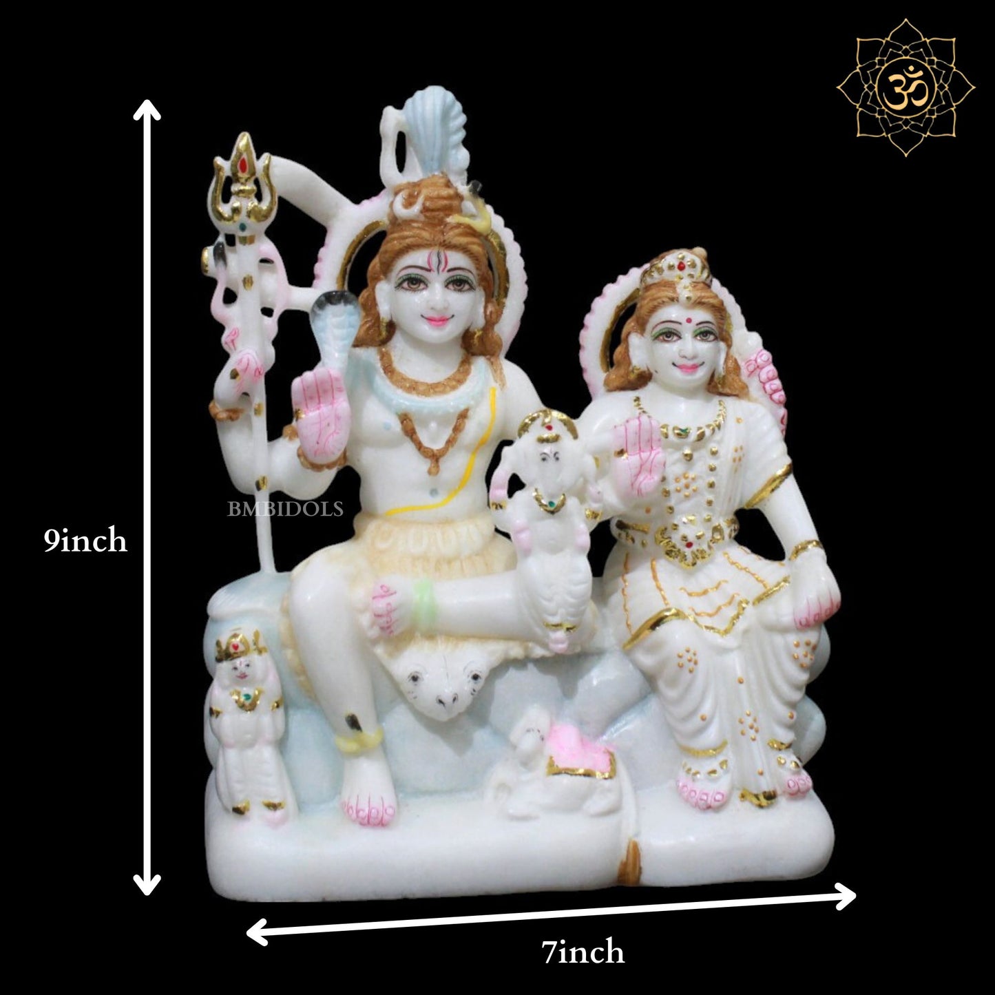 Shiv Parivar Marble Murti for Homes and Temples in 9inch