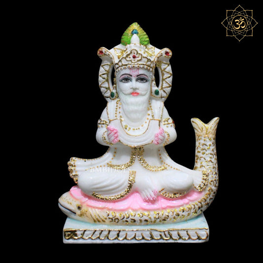 Jhulelal Bhagwan Marble Murti for Homes and Temples in 9inches