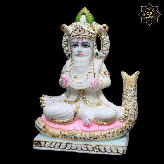 Jhulelal Bhagwan Marble Murti for Homes and Temples in 9inches