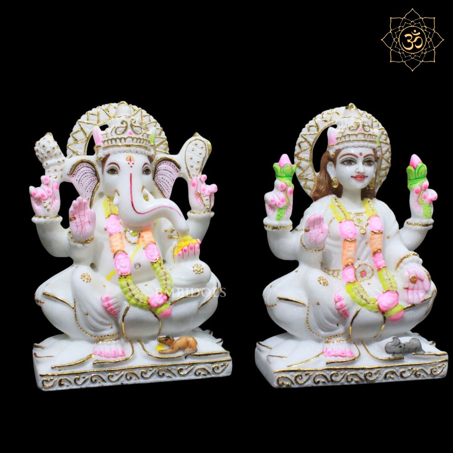 Ganesh Lakshmi Marble Murti for Homes and Temples in 9inches