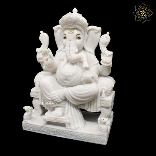 Ganesh Bhagwan Marble Murti in Makrana Marble in 18inches