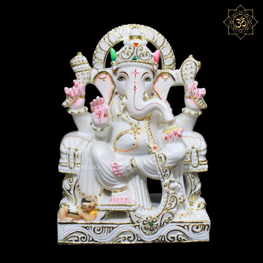 Ganesh Marble Statue for Home Mandirs in 12inches