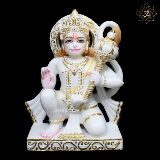 Marble Ashirwad Hanuman Murti for Homes and Temples in 12inches