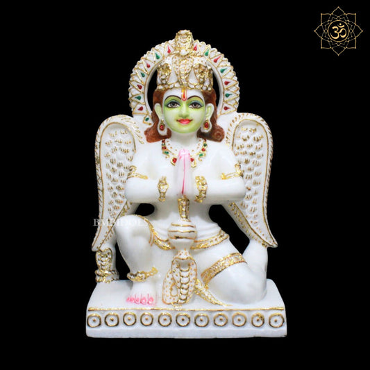 Marble Garuda Murti for Homes and Temples in 12inches in Makrana Marble