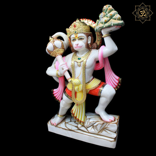 Veer Hanuman Marble Statue for Homes and Temples in 30inch