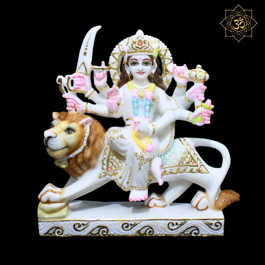1feet Marble Durga Murti for Home Mandirs in pure White Marble