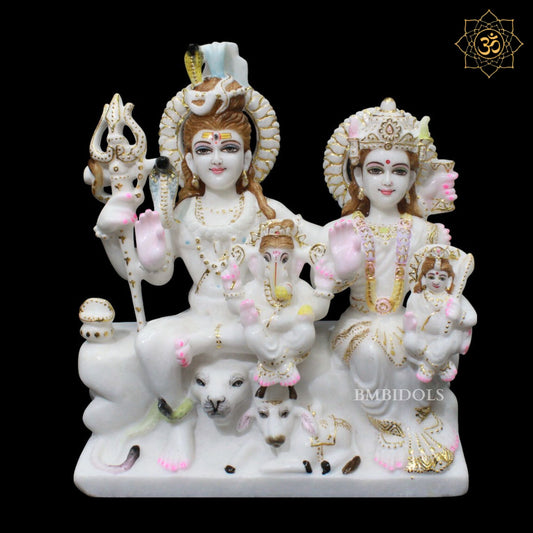 Shiv Parivar Marble Murti for Homes and Temples in 18inches in Amboze Work