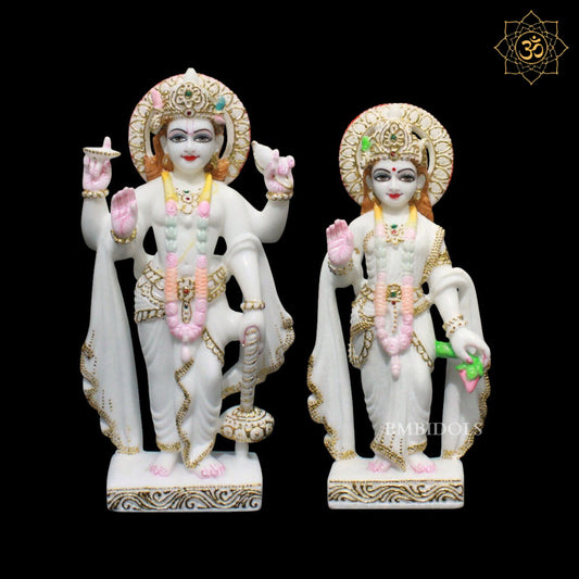 Marble Lakshmi Narayan Murti for Home Temples in 15inches Makrana Marble
