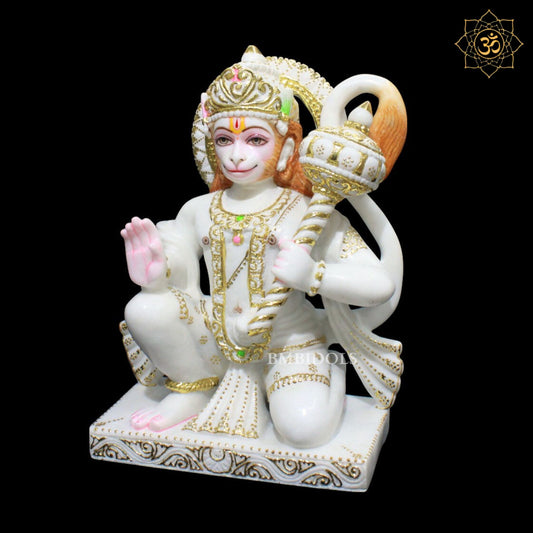 Marble Hanuman Murti for Homes and Temples in 15inches Makrana Marble