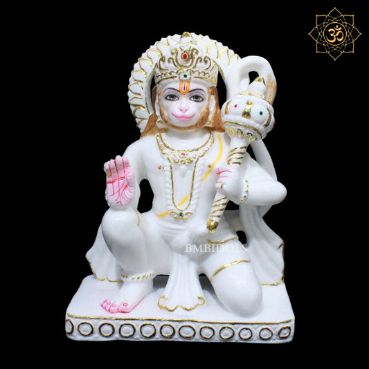 Hanuman Ashirwad in Makrana Marble in 12inch
