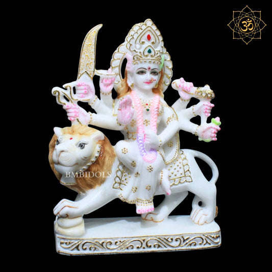 Durga Mata Marble Statue for Homes and Temples in 1feet
