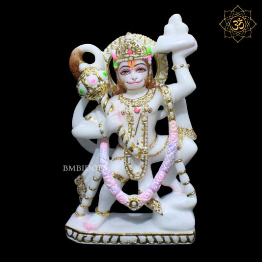 Veer Hanuman Marble Murti for Homes and Temples in 12inches