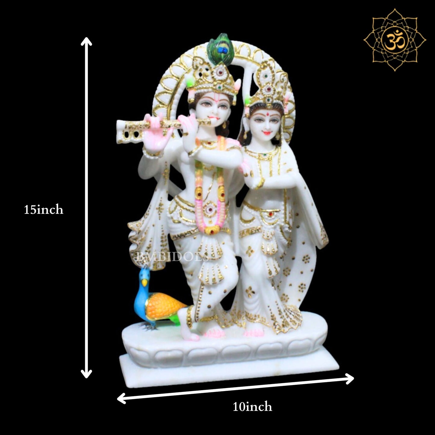 Jugal Radha Krishna Marble Murti for Homes and Temples in 15inches
