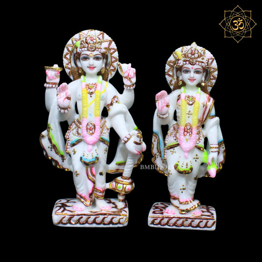 Small Lakshmi Naryan Marble Murti for Homes and Temples in 9inches