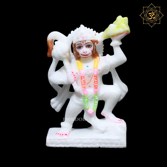 5inch Veer Hanuman Ji Marble Statue for Home Mandirs