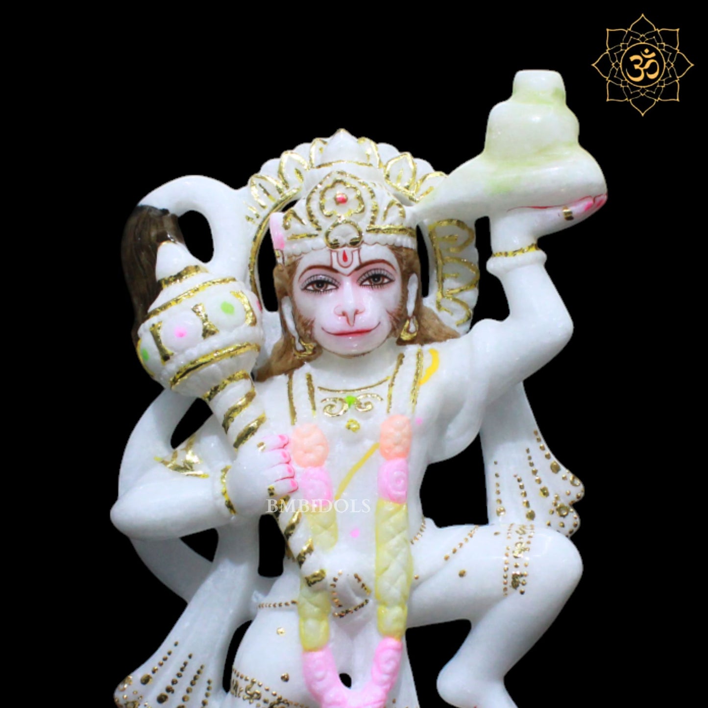 Veer Hanuman Marble Murti in 12inches for Homes and Temples