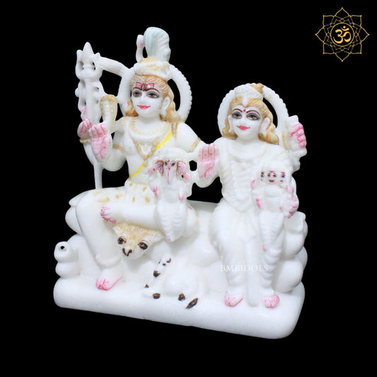 Marble Shiv Parivar Murti for Homes and Temples in 9inches in White Makrana