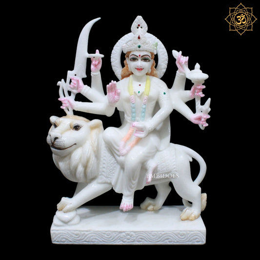 Marble Durga Mata Murti for Homes and Temples in 15inches