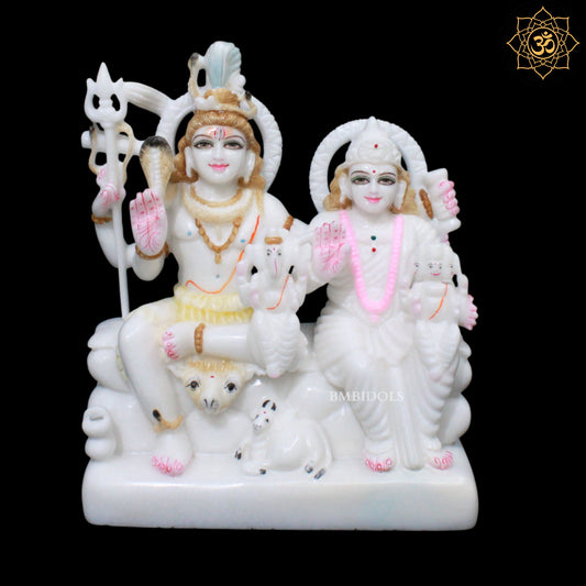 Shiv Parivar Marble Statue for Homes and Temples in 1feet