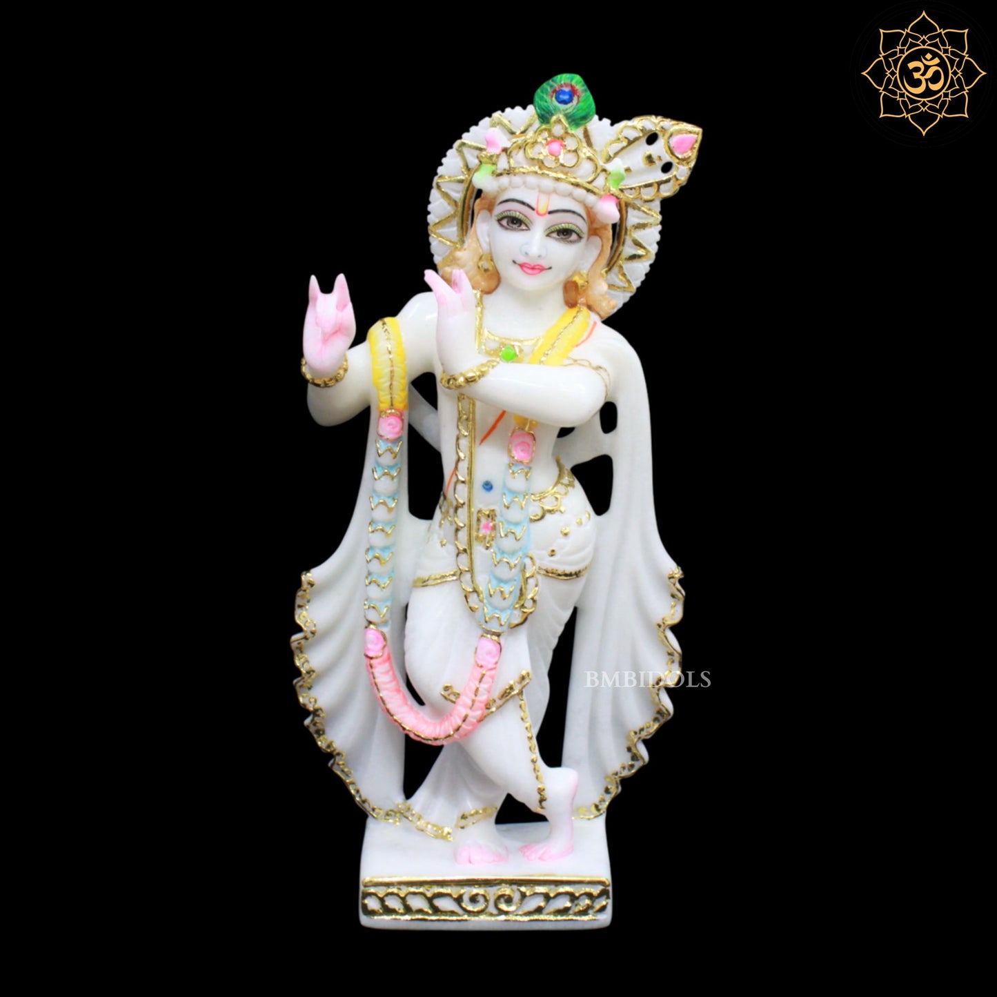 Peacock Radha Krishna Marble Murti for Ghar Mandirs in 1feet