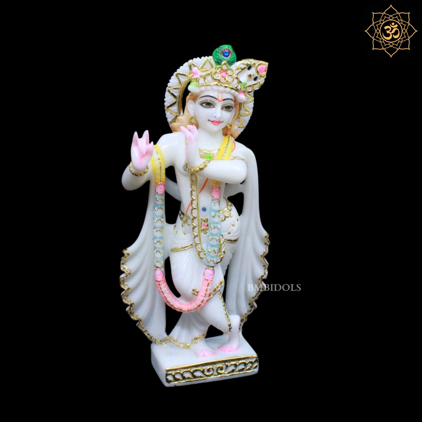 Peacock Radha Krishna Marble Murti for Ghar Mandirs in 1feet