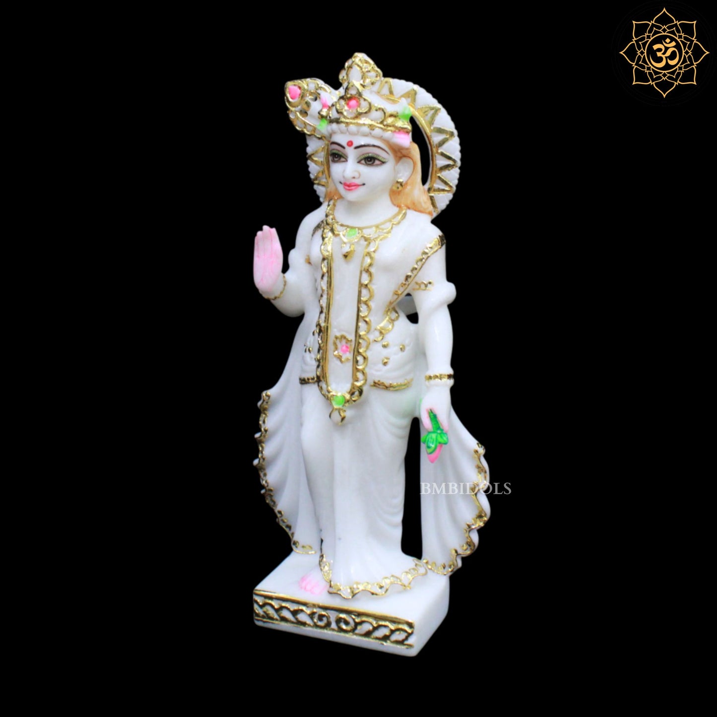 Peacock Radha Krishna Marble Murti for Ghar Mandirs in 1feet