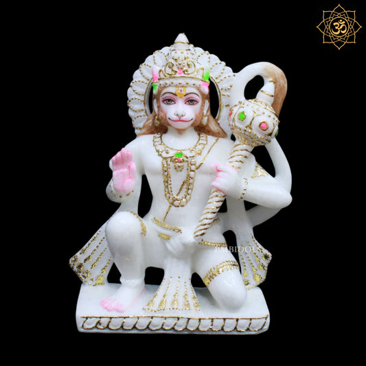 Ashirwad Hanuman Marble Statue in 9inches in Makrana Marble