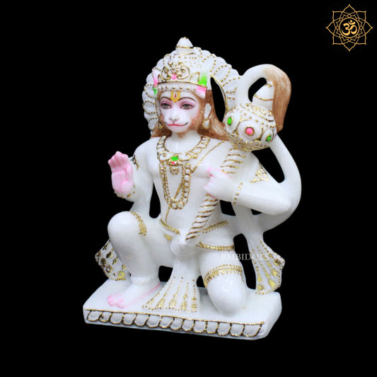 Ashirwad Hanuman Marble Statue in 9inches in Makrana Marble
