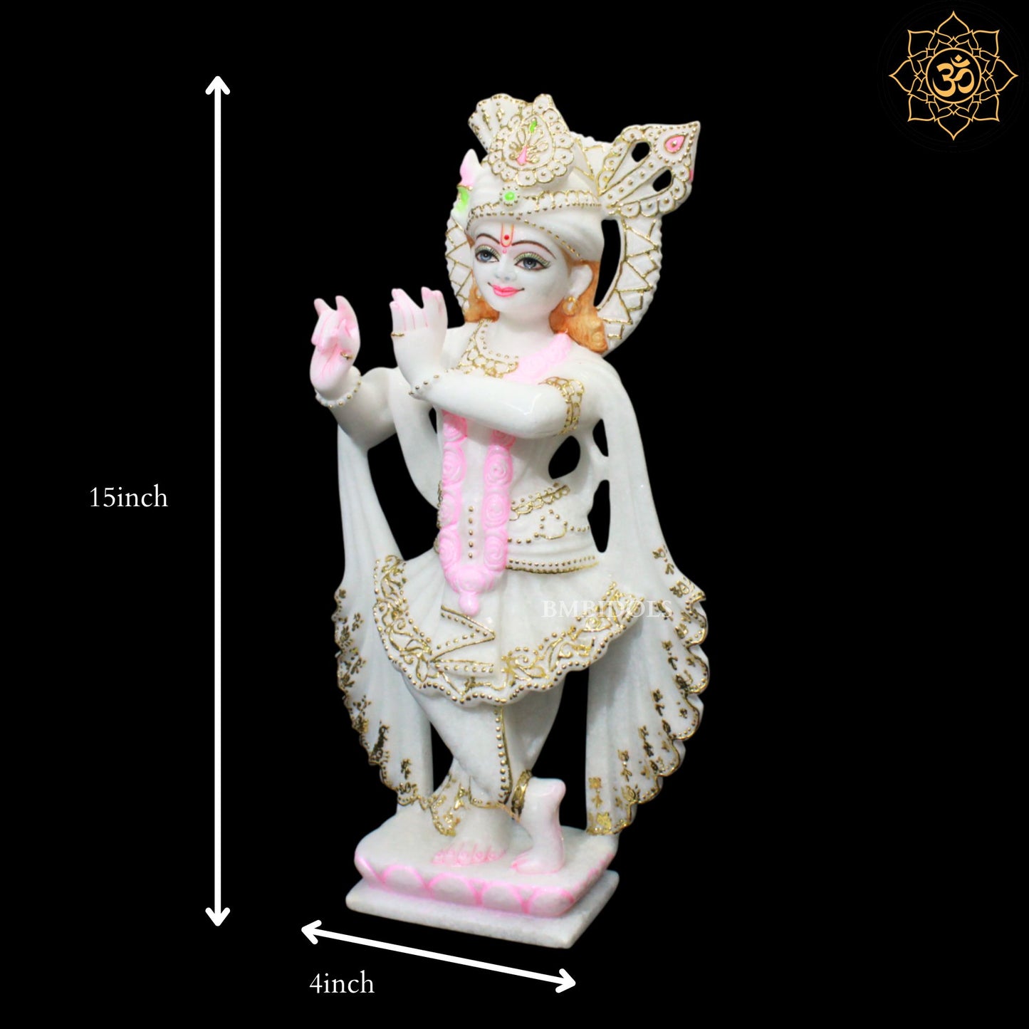 15inch Radha Krishna Marble Idol for Ghar Mandirs in Makrana Marble