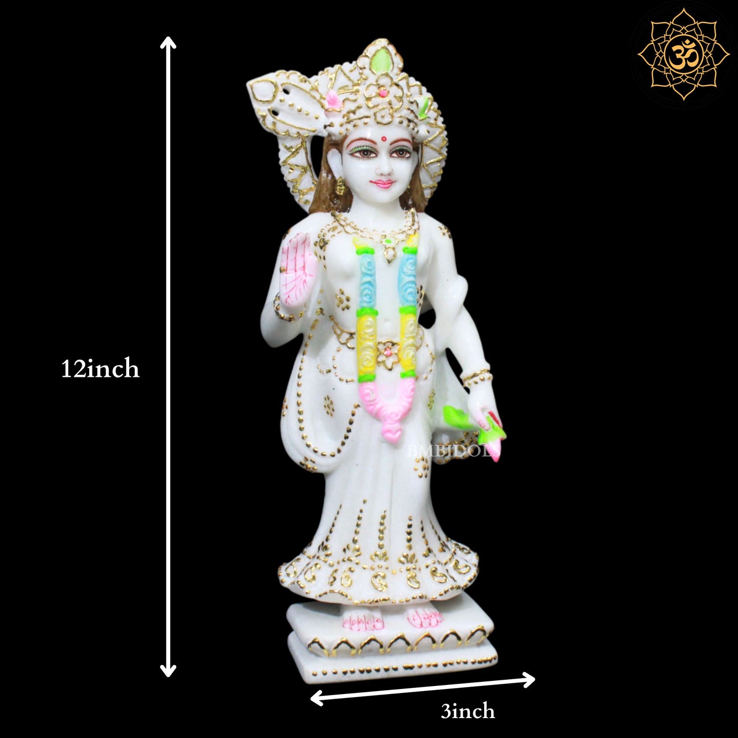 Marble Radha Krishna Bhagwan Murti in 12inches in Makrana Marble