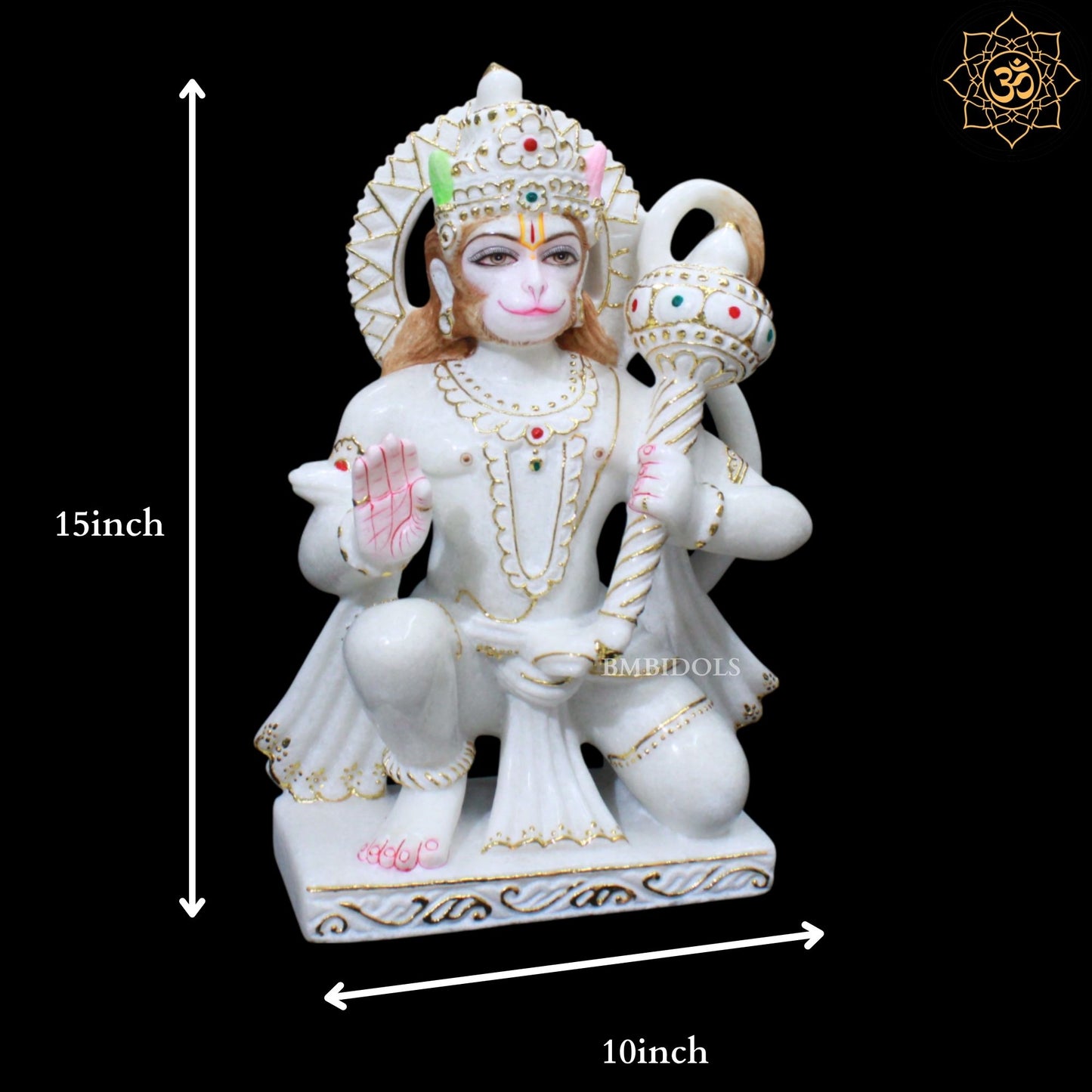 Ashirwad Hanuman Marble Murti for Homes and Temples in 15inches