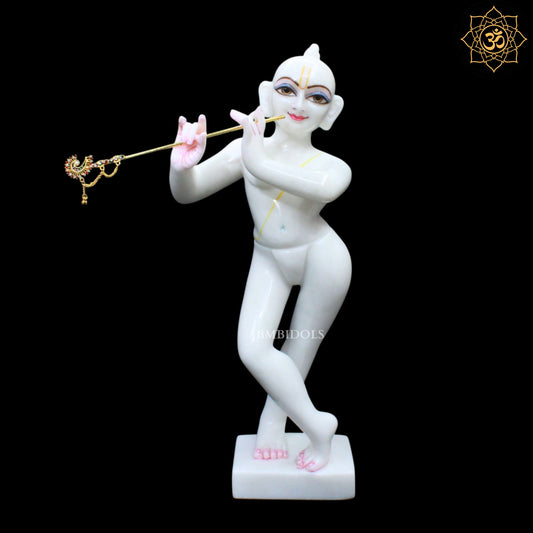 Marble Iskcon Radha Krishna Marble Idol in White Makrana Marble